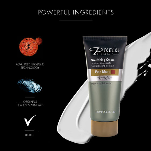 Premier Dead Sea Nourishing Cream for Men, Light and gentle face Moisturizer, Classic collection, Anti aging, face cream, Wrinkle cream, firming, Sensitive, Daily Use for younger looking skin 4.2fl.oz