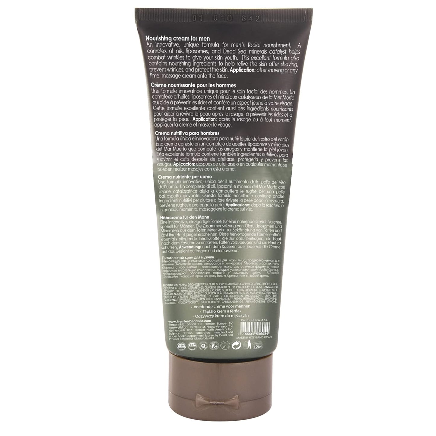 Premier Dead Sea Nourishing Cream for Men, Light and gentle face Moisturizer, Classic collection, Anti aging, face cream, Wrinkle cream, firming, Sensitive, Daily Use for younger looking skin 4.2fl.oz