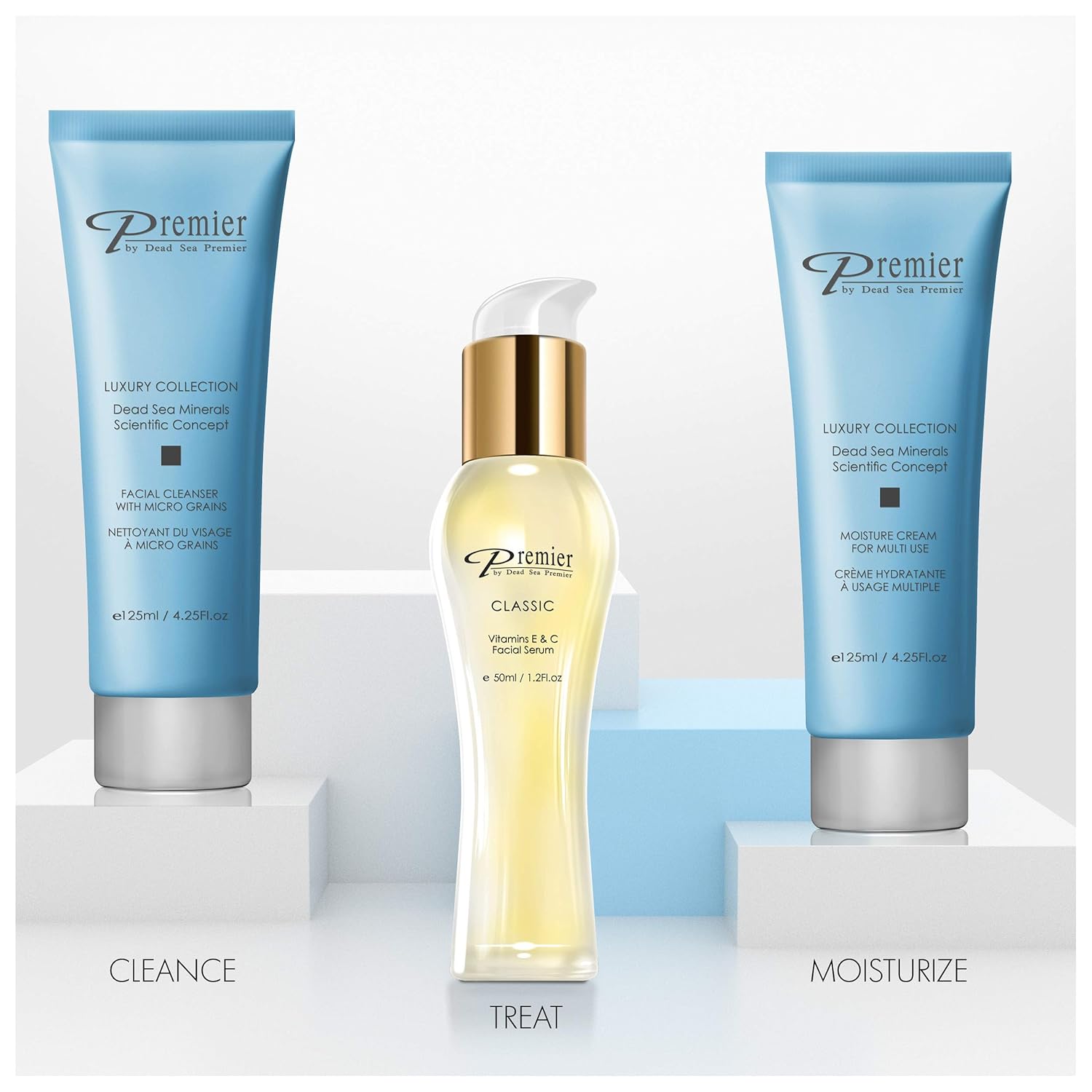 Premier Dead Sea Facial Cleanser with Micro Grains, Luxury collection foaming face wash, daily use skin care, nondrying, anti-aging Skin Care with aloe vera, witch hazel, Dermatologist Tested 4.4fl oz